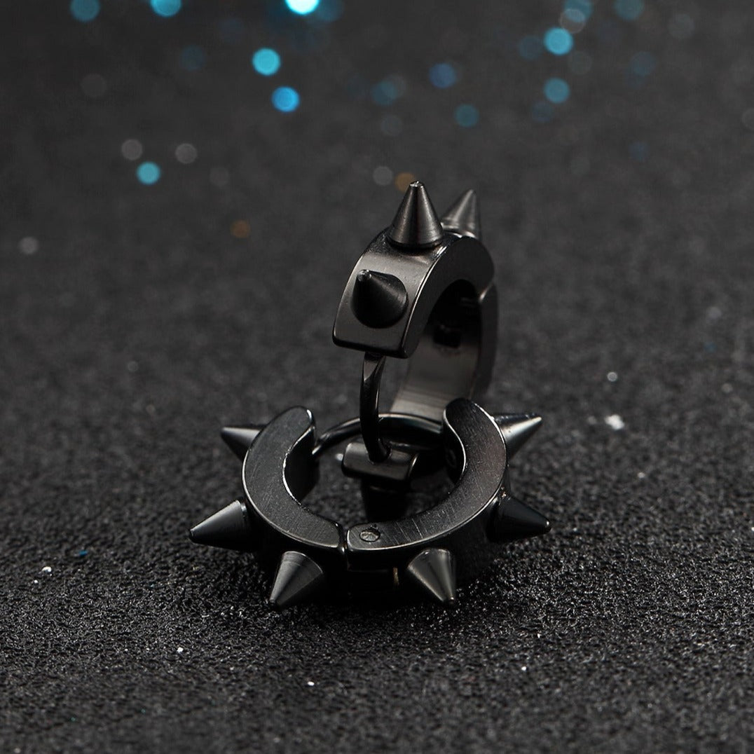 Black spike hoop earring for men and women