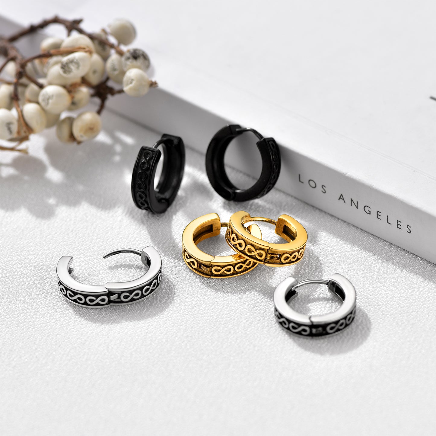 Stainless Steel Chunky Infinity Hoop Earrings For Men