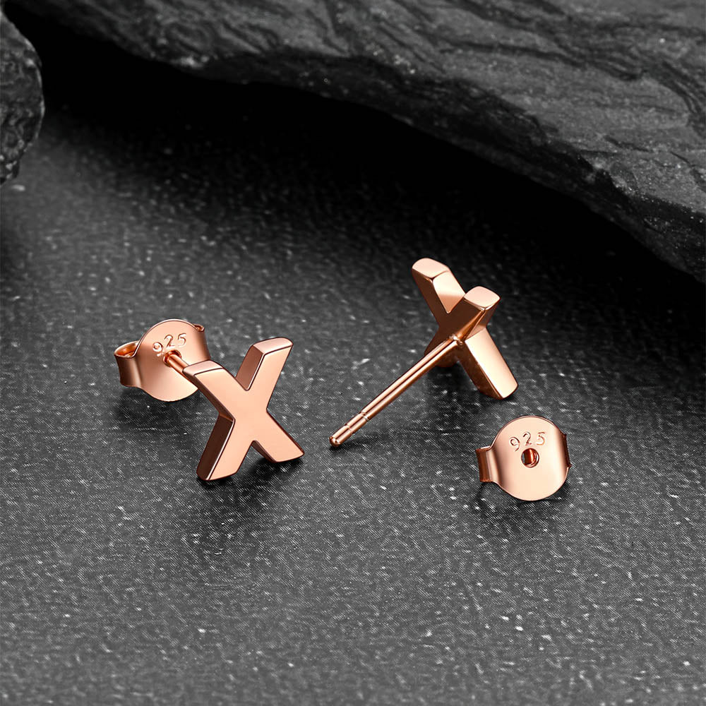 Sterling silver letter 'X' stud earrings