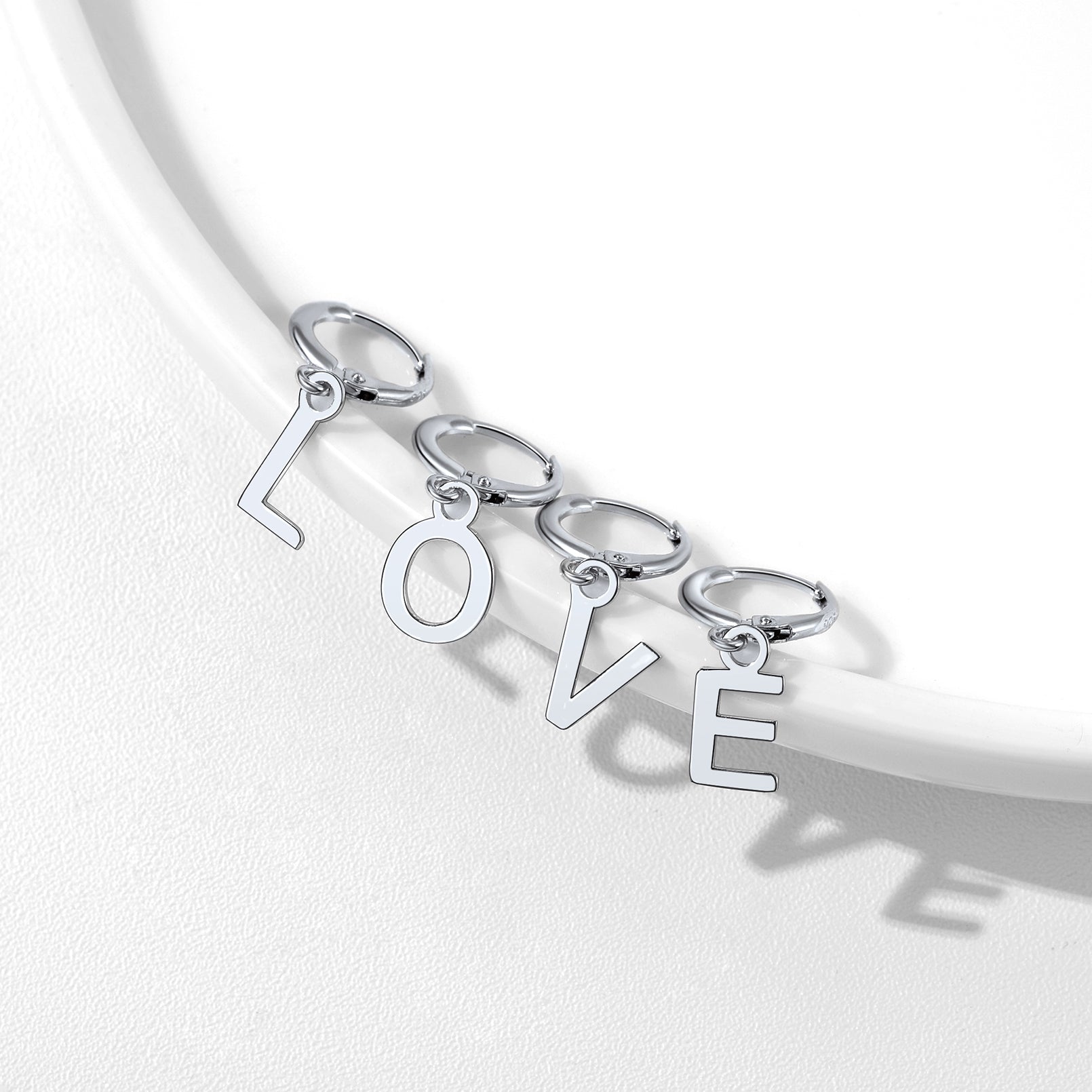 S925 Silver Initial Letter Dangle Earrings Gift for Women Men