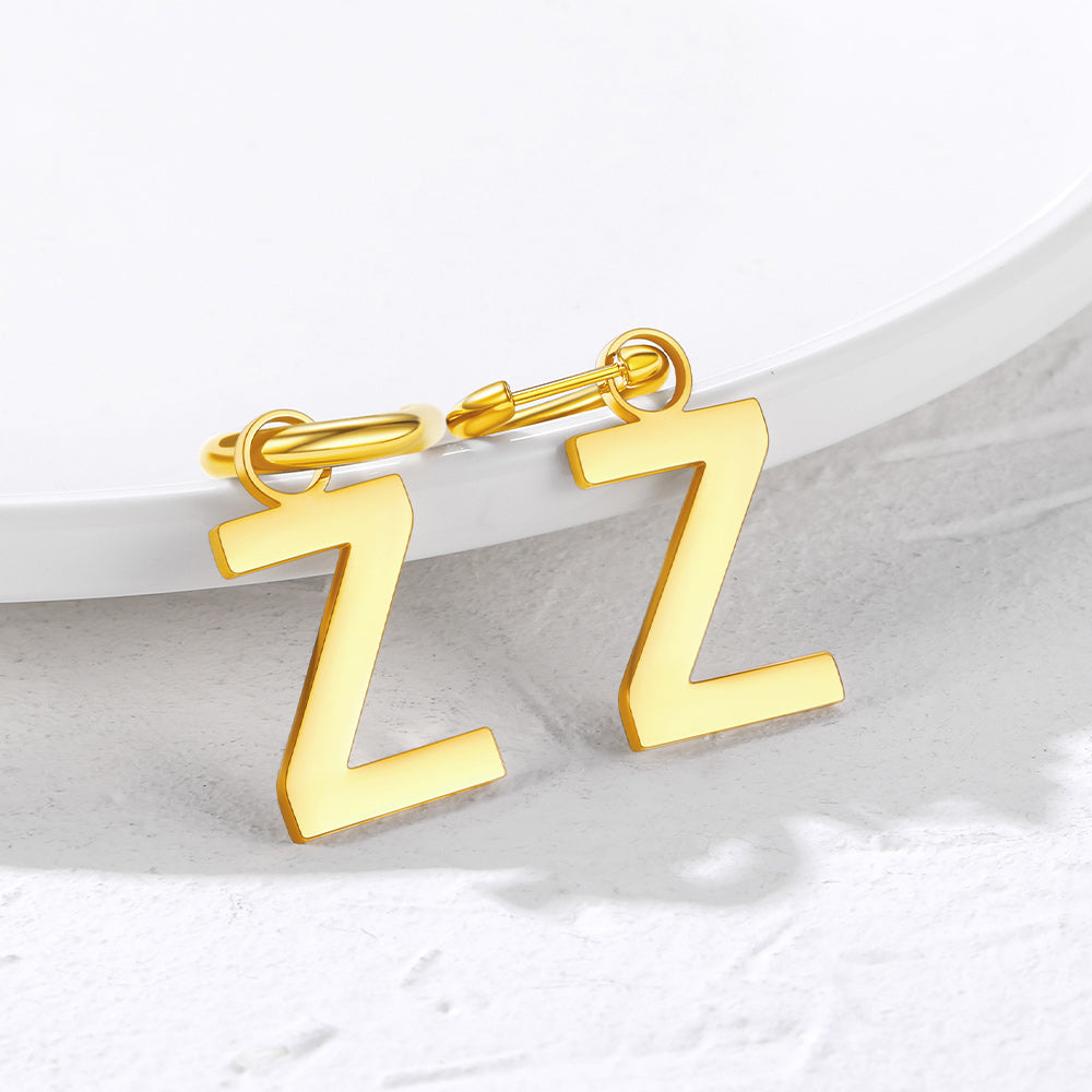 Hypoallergenic A-Z Initial Letter Dangle Earrings for Women Men