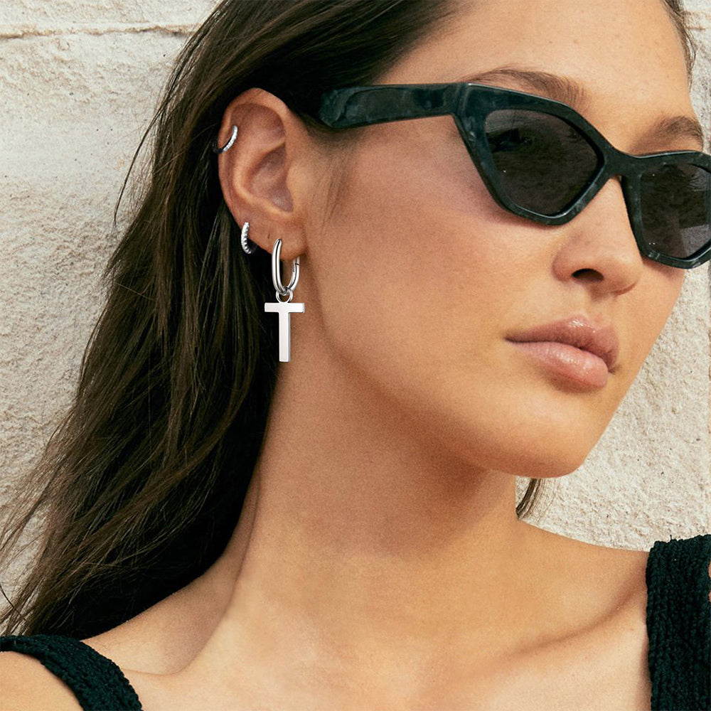 Hypoallergenic A-Z Initial Letter Dangle Earrings for Women Men