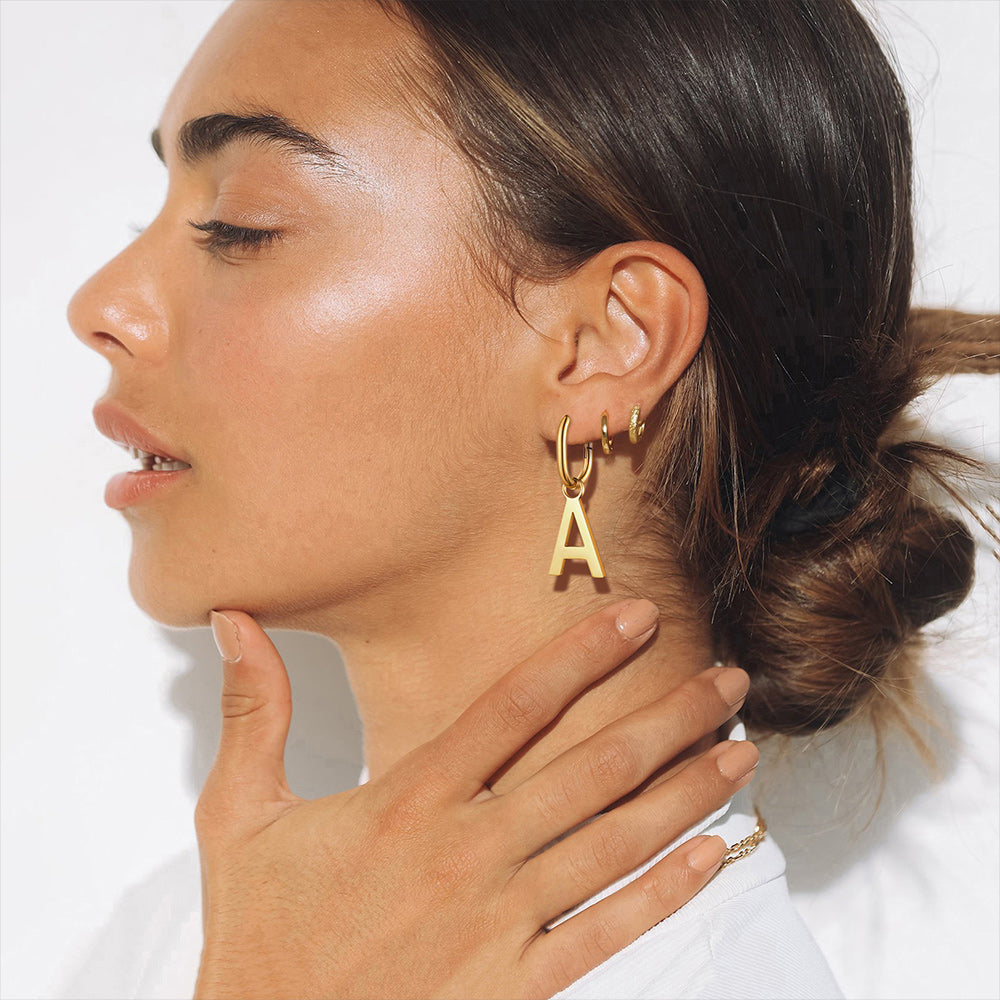 Hypoallergenic A-Z Initial Letter Dangle Earrings for Women Men