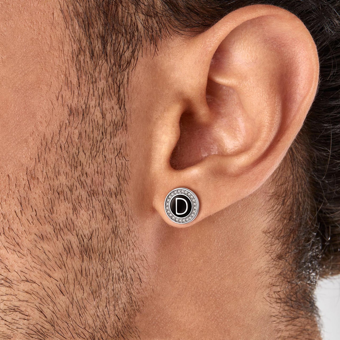 A-Z Initial Letter CZ Sterling Silver Stud Earrings FaithHeart