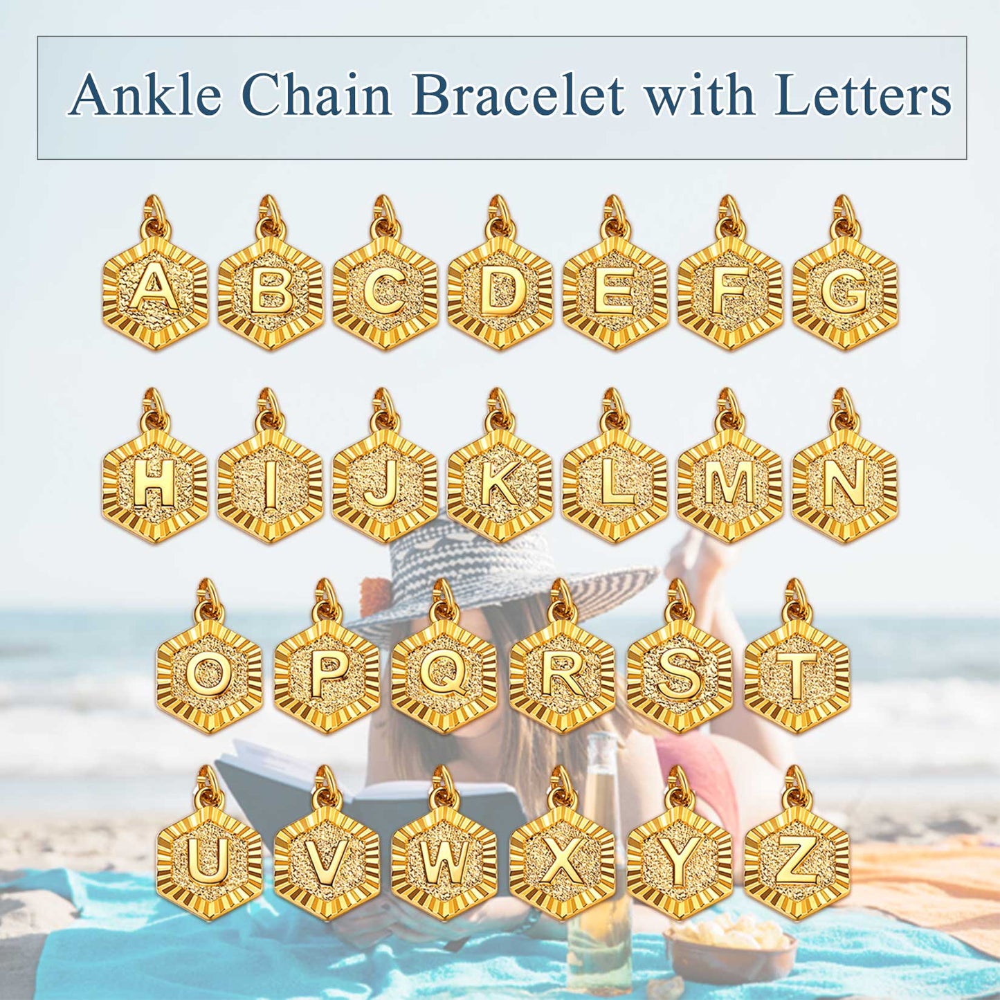 Initial Ankle Bracelet Collection A-Z, Personalized Gift for Women and Men