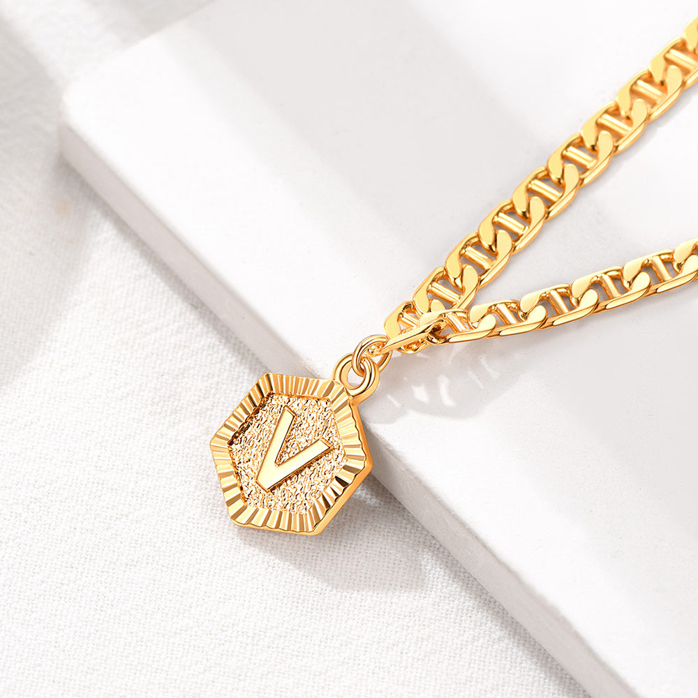 Gold initial V ankle bracelet, personalized gift for women and men