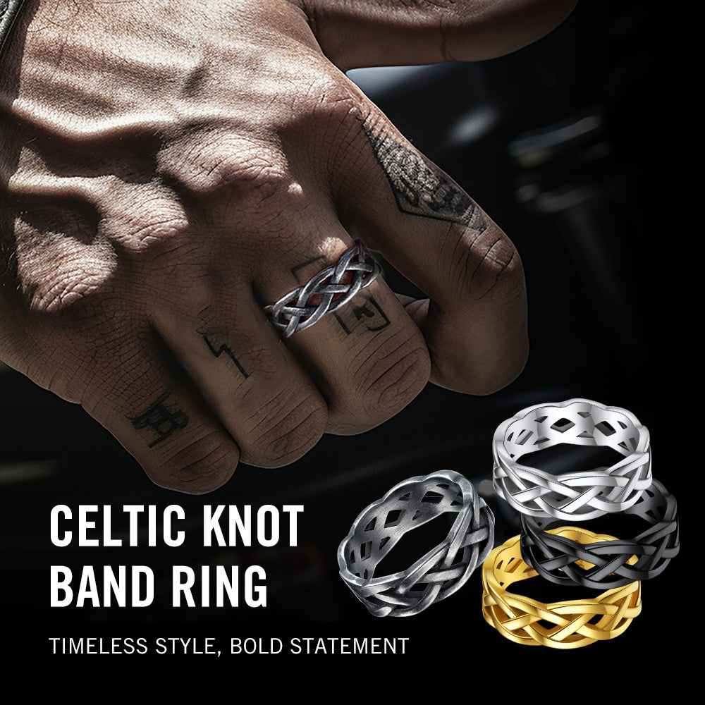 Irish Celtic Knot Band Ring Stainless Steel for Men