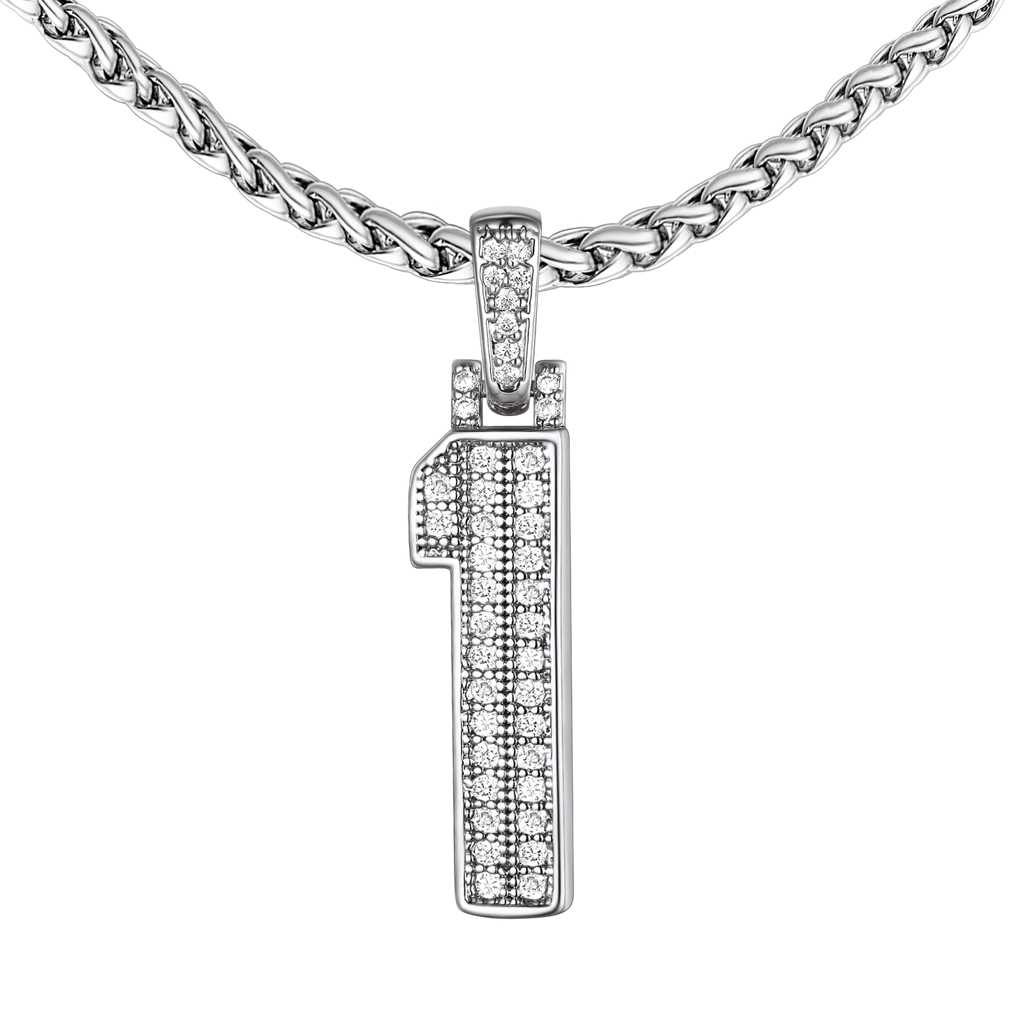 Number 1 CZ Necklace for Men and Women