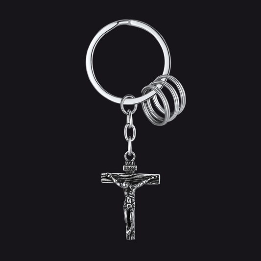 Stainless Steel Inri Jesus Cross Keychain for Men Womenimg