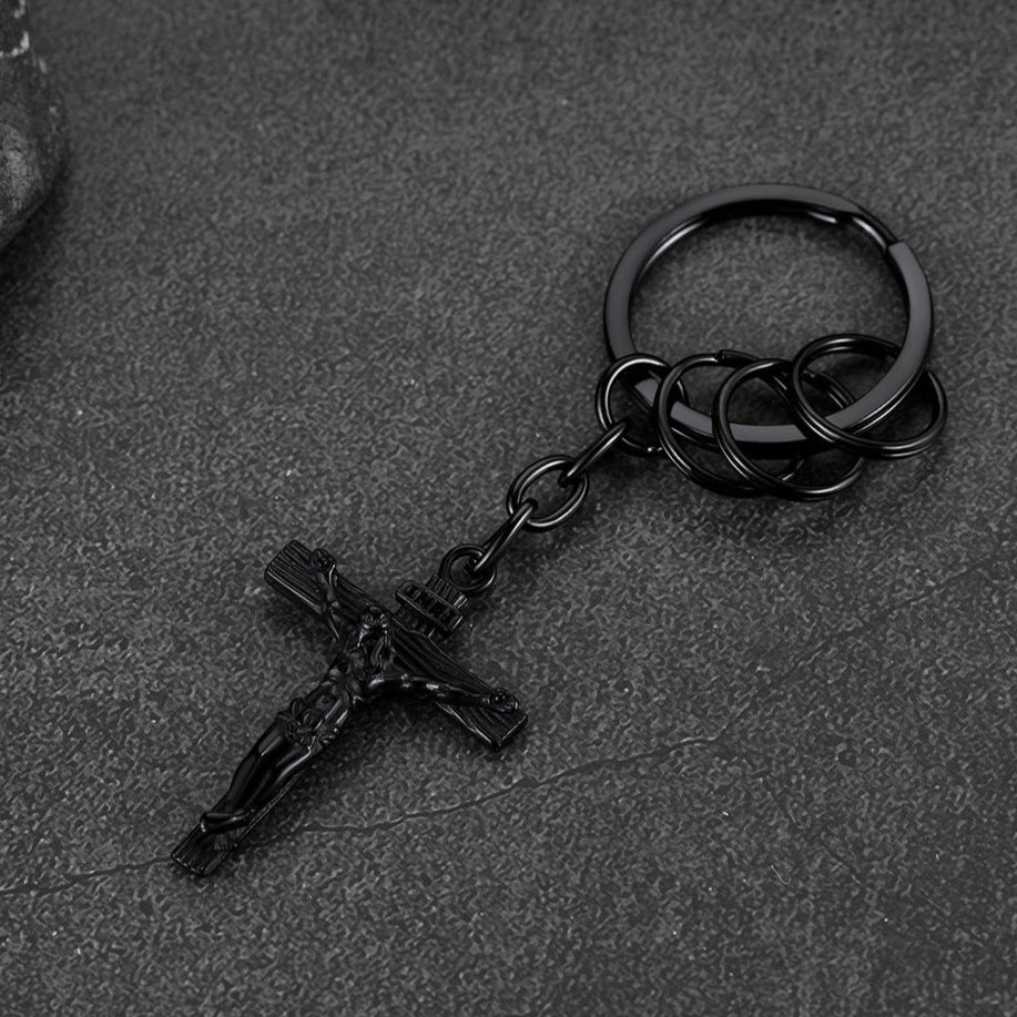 Stainless Steel Inri Jesus Cross Keychain for Men Women