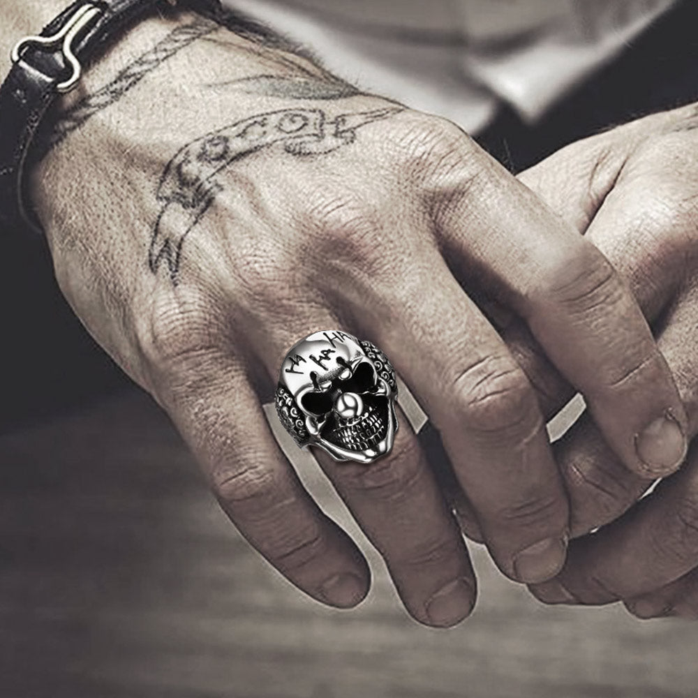 Gothic Joker Clown Skull Ring for Men