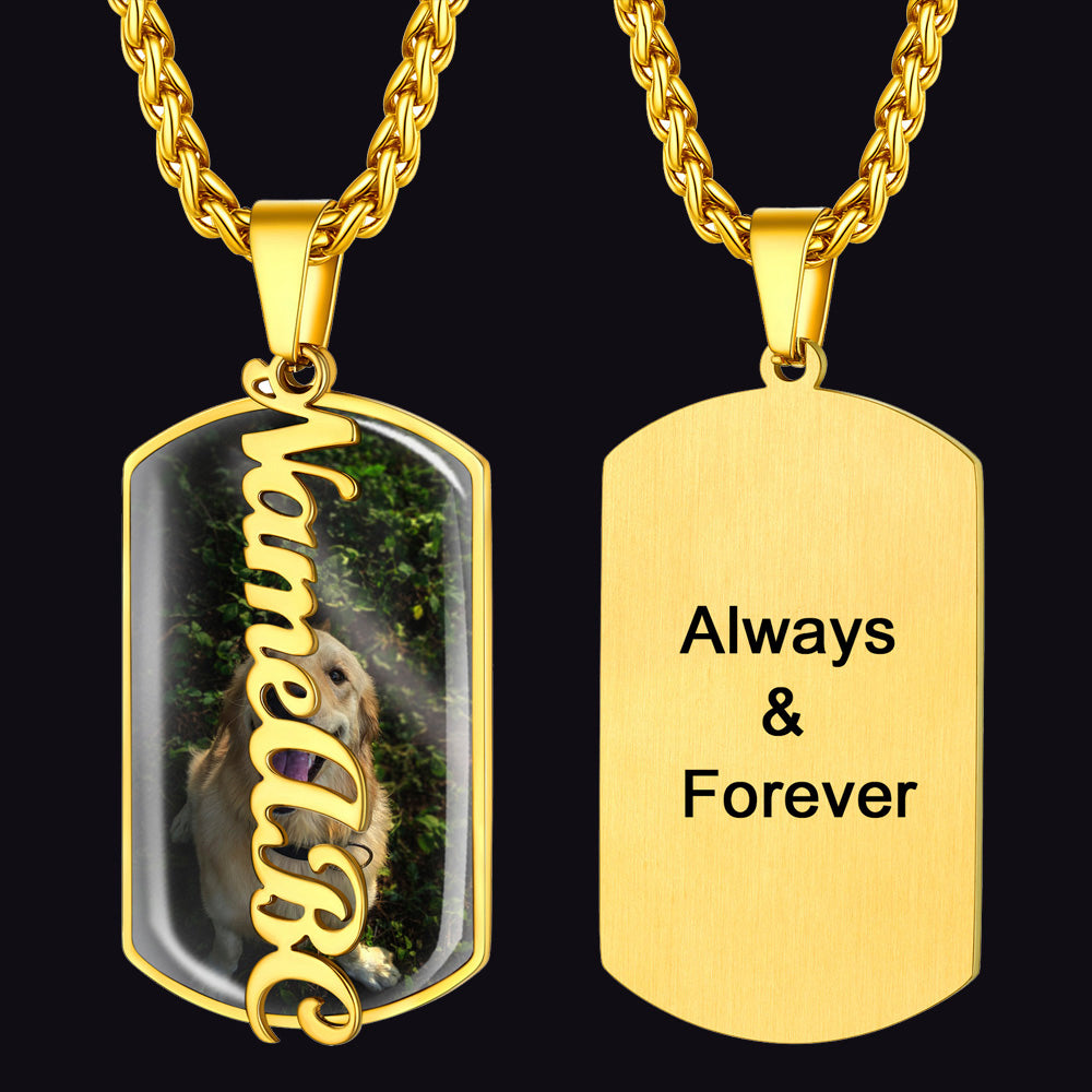 FaithHeart Military Dog Tags With Picture Name Custom Memorial Necklace FaithHeart