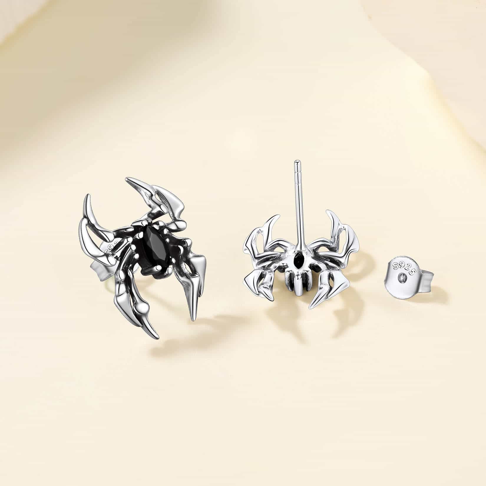 FaithHeart 925 Sterling Silver Vintage Gothic Spider Earrings FaithHeart