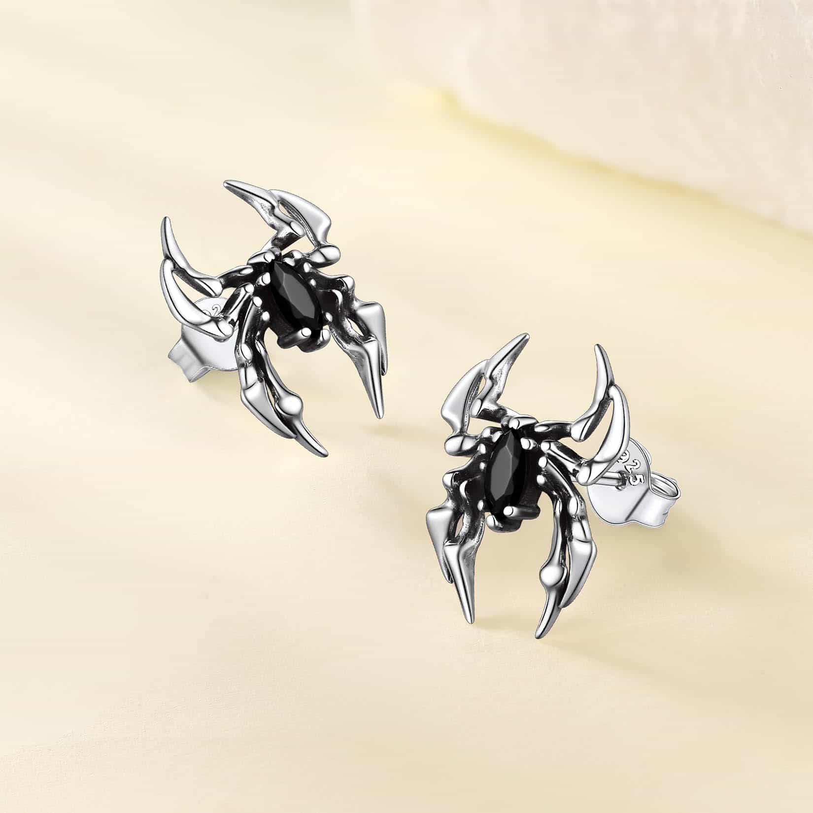 FaithHeart 925 Sterling Silver Vintage Gothic Spider Earrings FaithHeart