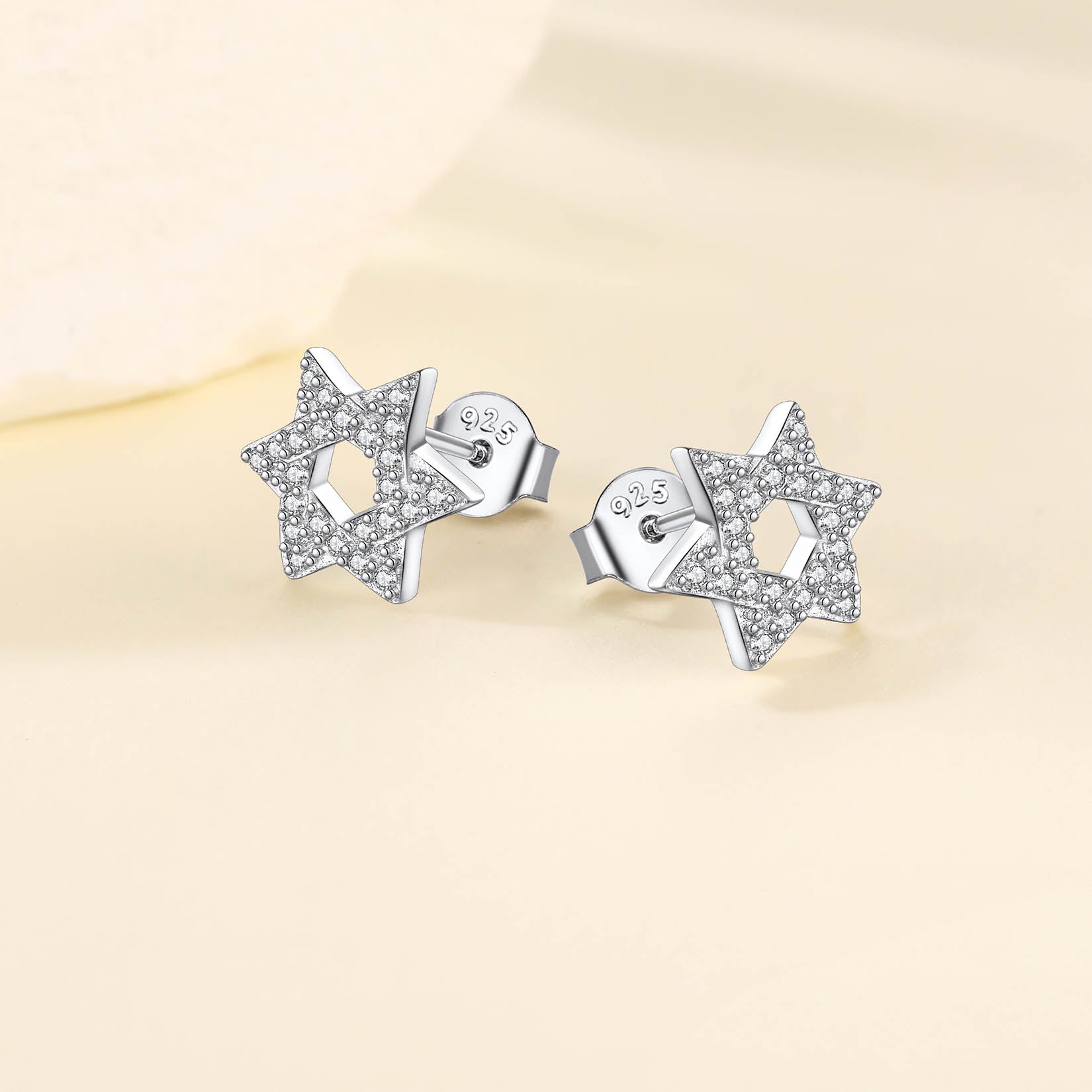 FaithHeart Star of David 925 Sterling Silver Zirconia Stud Earrings For Men Women FaithHeart