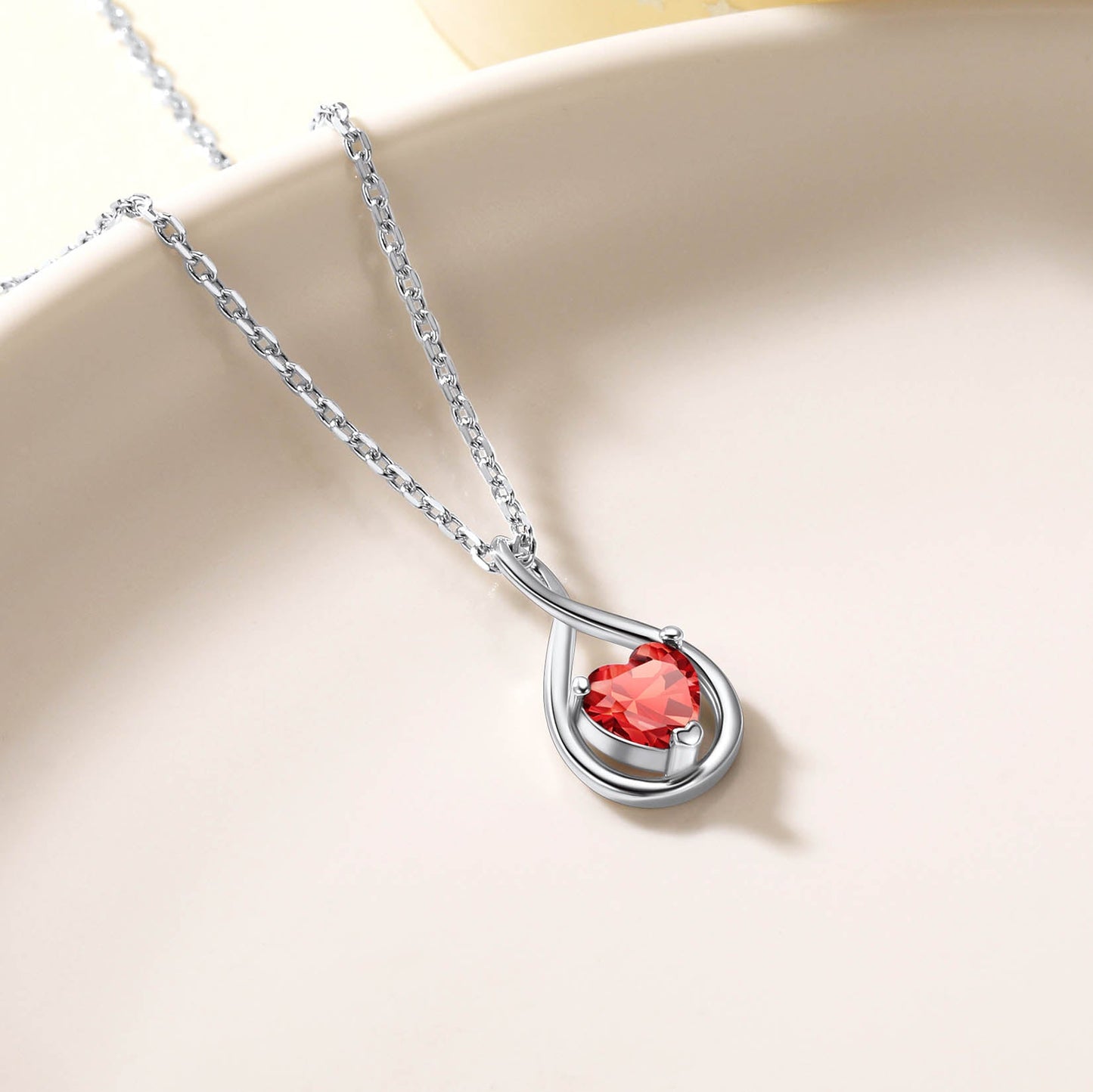 Adjustable Chain on Heart Birthstone Necklace - Secure Lobster Clasp for Comfortable Wear