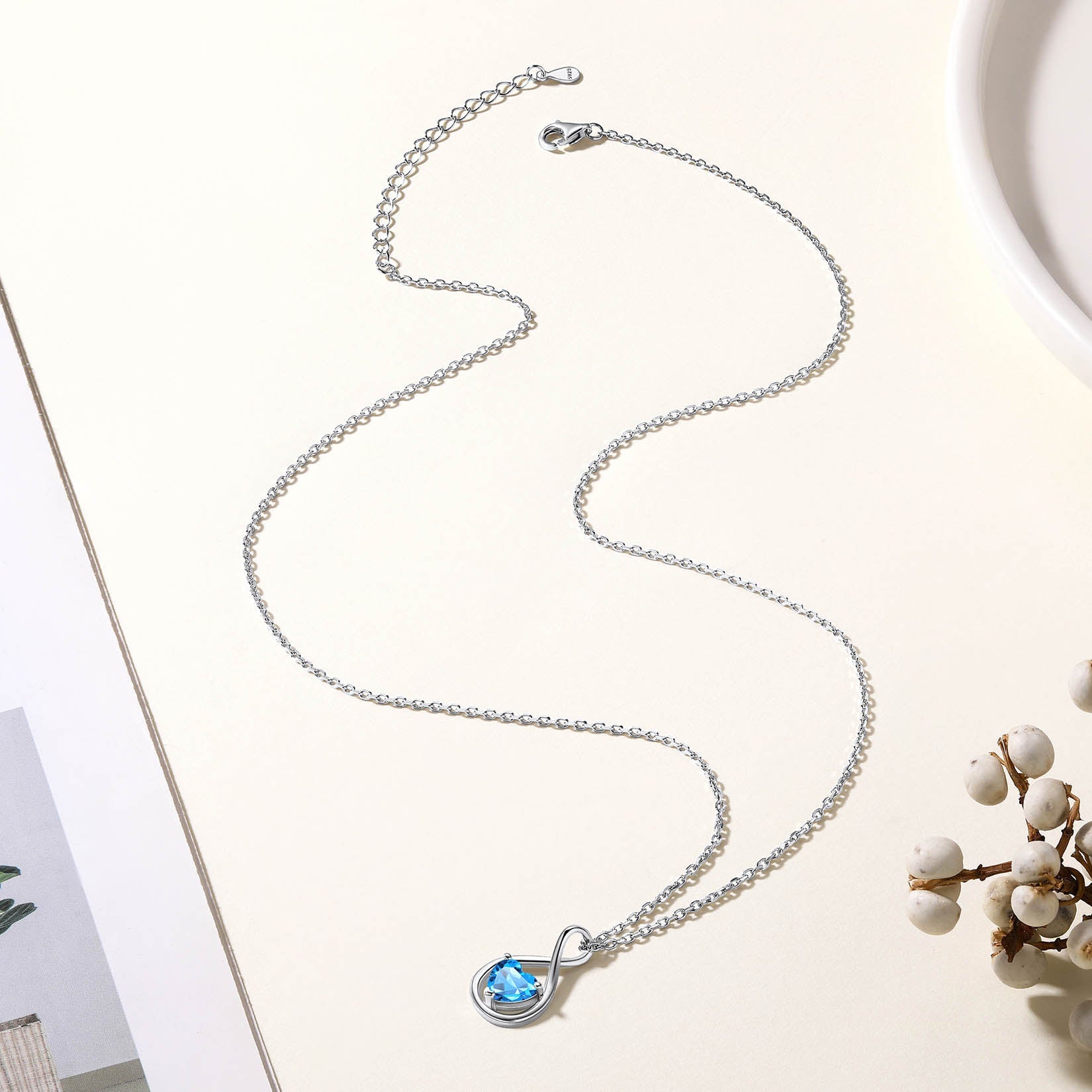 Birthstone Infinity Necklace Gift Box - Perfect Present for Mom, Wife, or Girlfriend