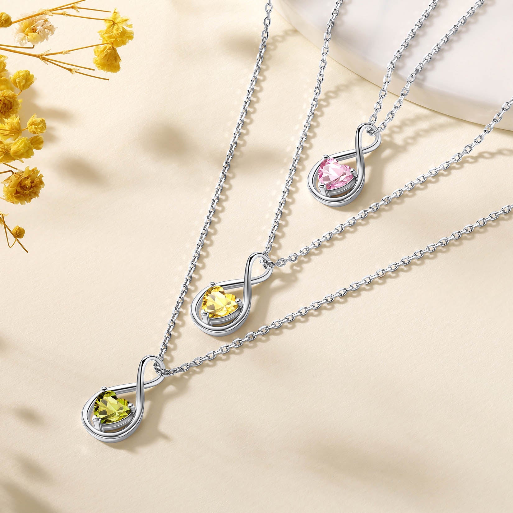 Stylish Layering of Sterling Silver Heart Necklace with Other Jewelry