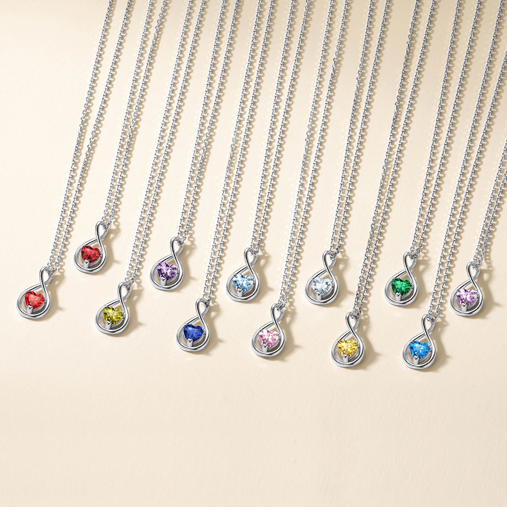 925 Sterling Silver Birthstone Necklace - Personalized Gift for Her with Genuine Gemstone