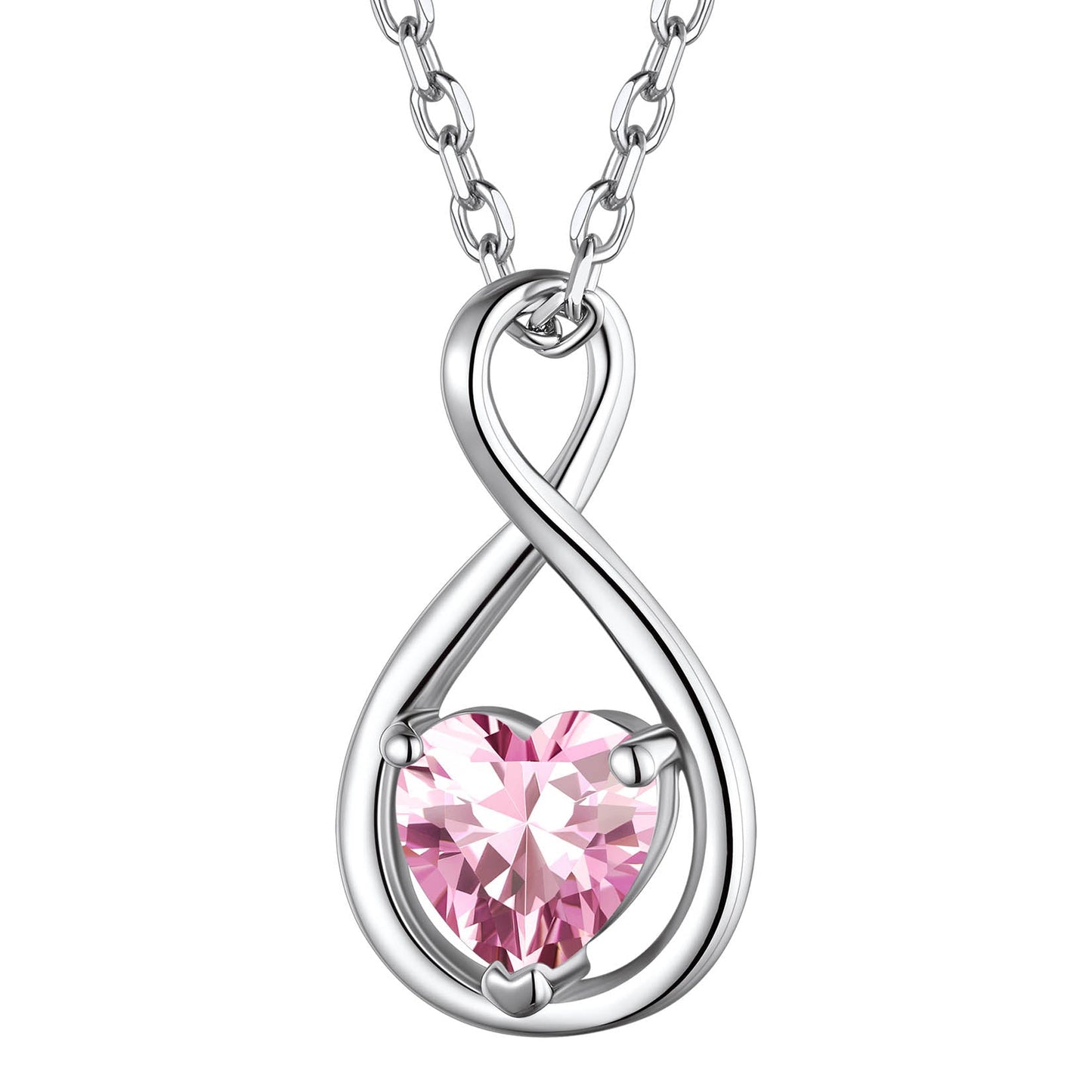 October Tourmaline Heart Infinity Necklace - Pink & Green Birthstone Gift