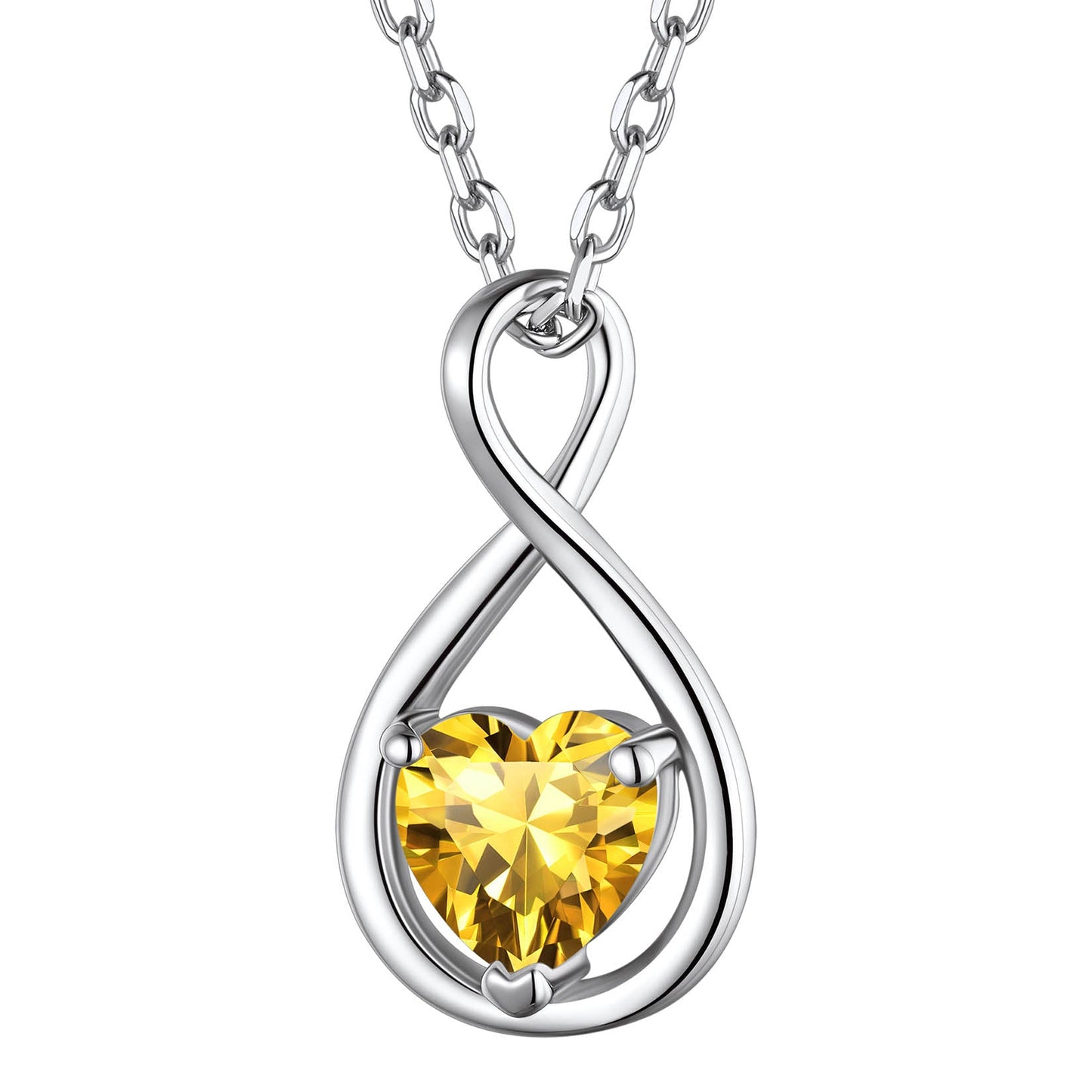 November Topaz Birthstone Infinity Necklace - Golden Sterling Silver Jewelry
