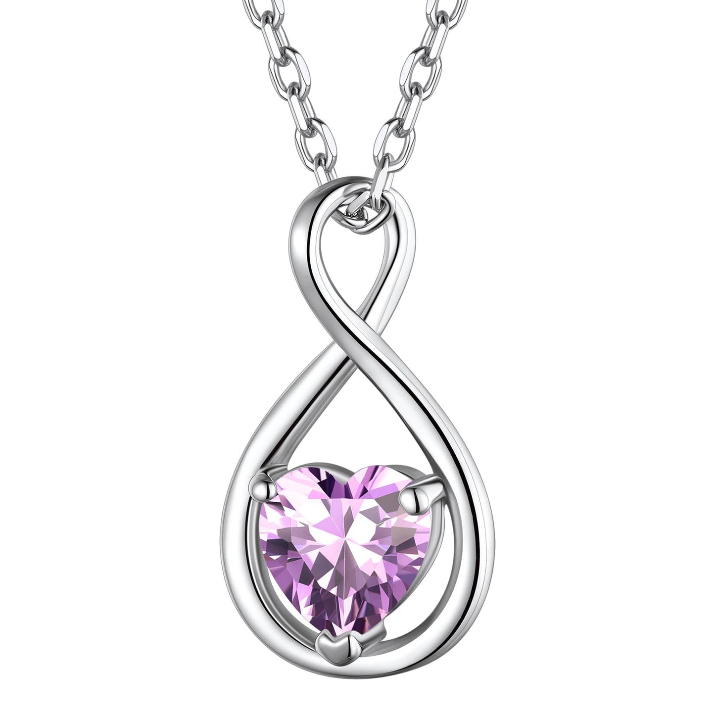 June Alexandrite Heart Infinity Necklace - Color-Changing Birthstone Jewelry