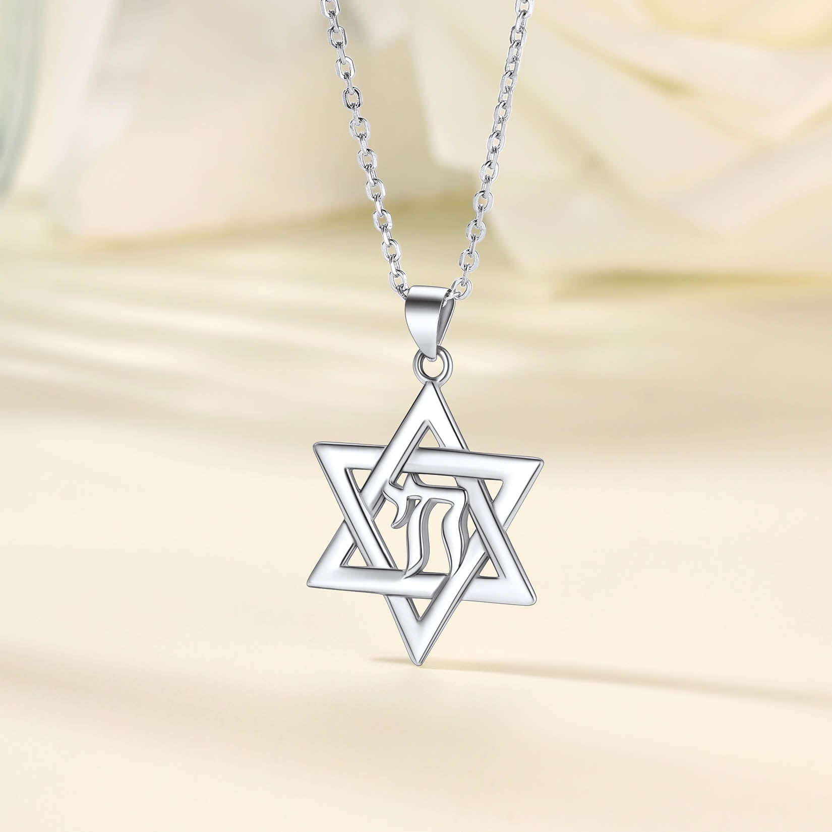 FaithHeart Personalized Hebrew Jewish Pendant Necklace Sterling Silver FaithHeart