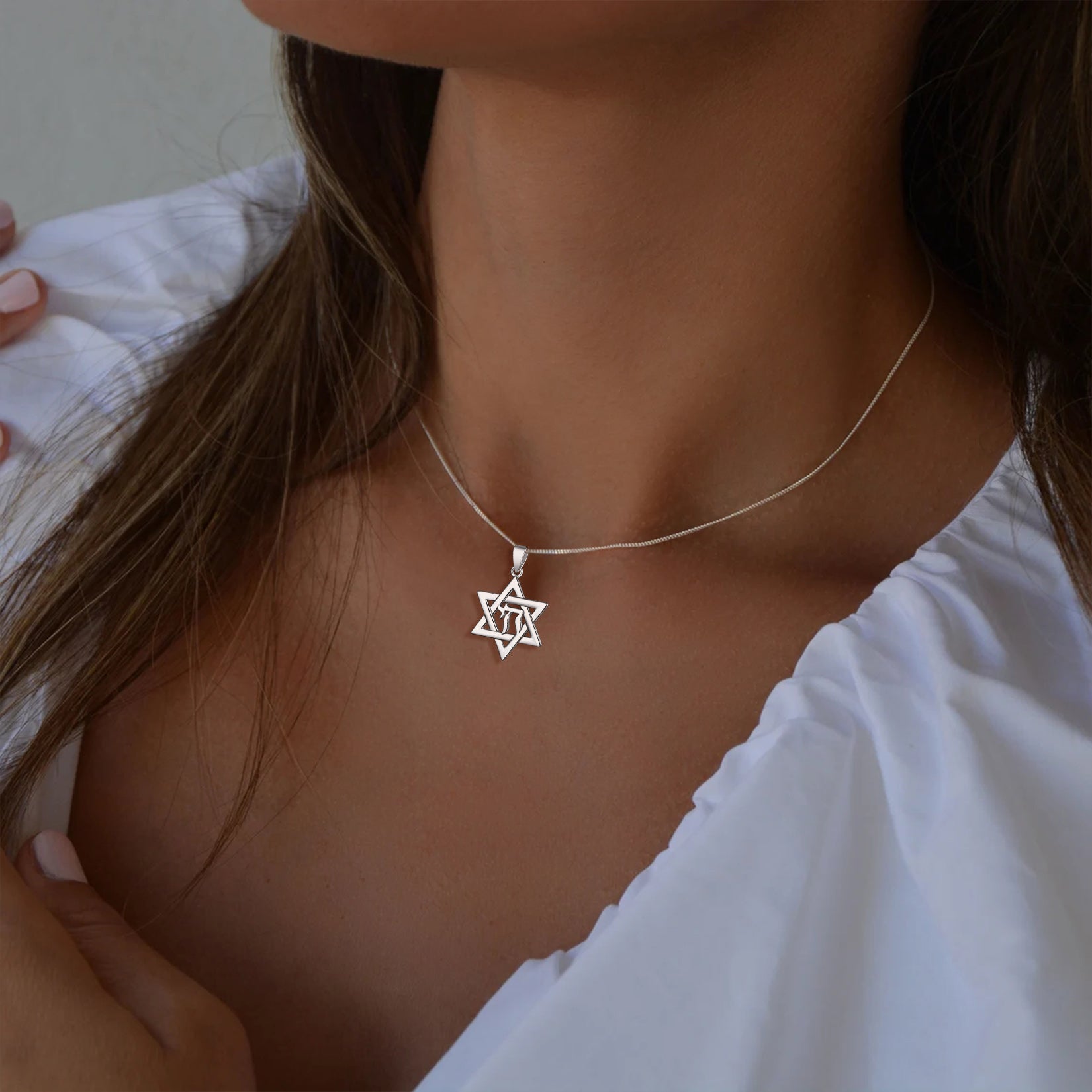 FaithHeart Personalized Hebrew Jewish Pendant Necklace Sterling Silver FaithHeart