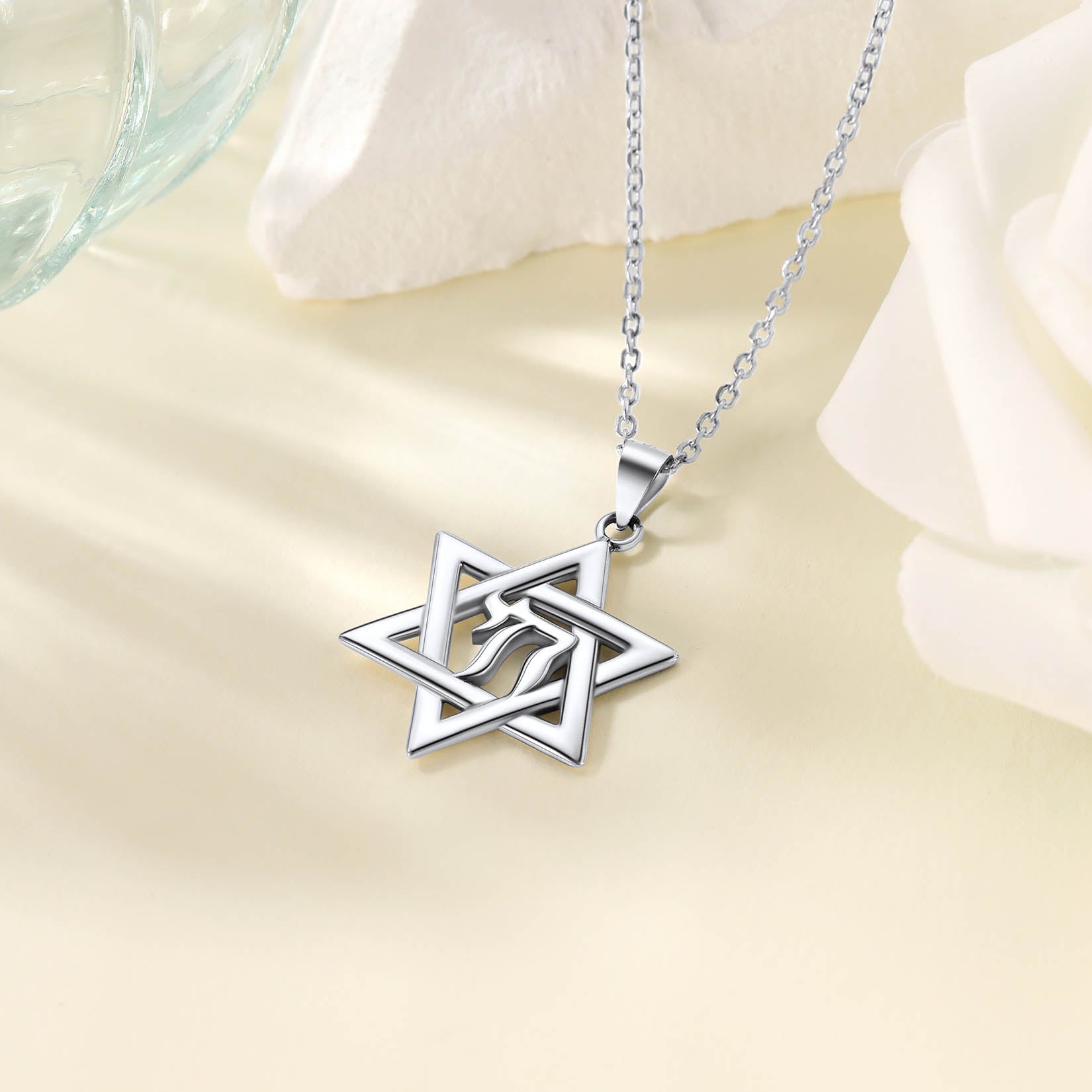 FaithHeart Personalized Hebrew Jewish Pendant Necklace Sterling Silver FaithHeart