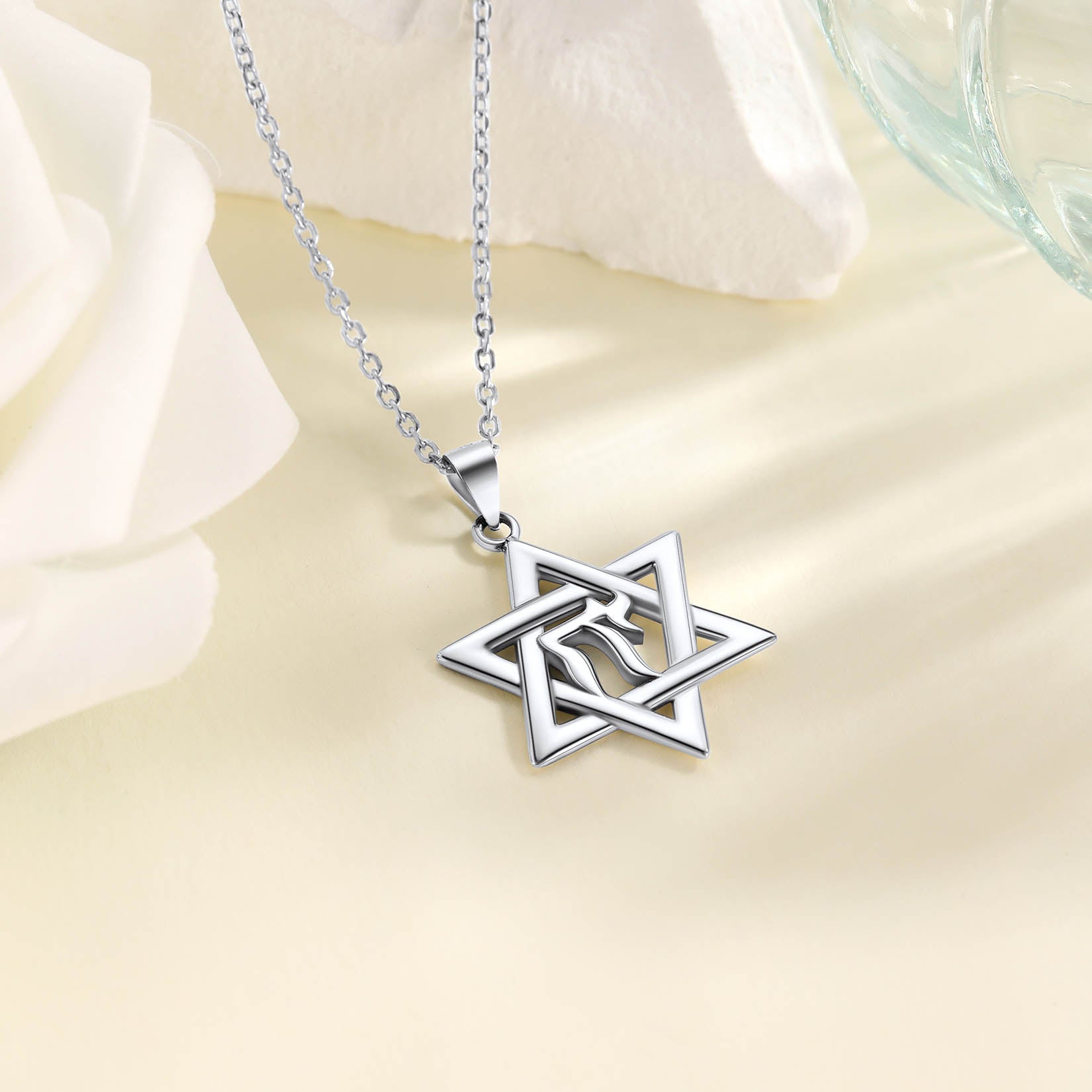 FaithHeart Personalized Hebrew Jewish Pendant Necklace Sterling Silver FaithHeart