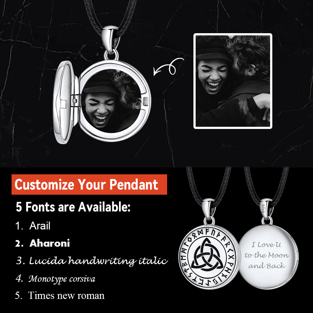 Celtic Trinity Knot Photo Locket Necklace With Picture for Men