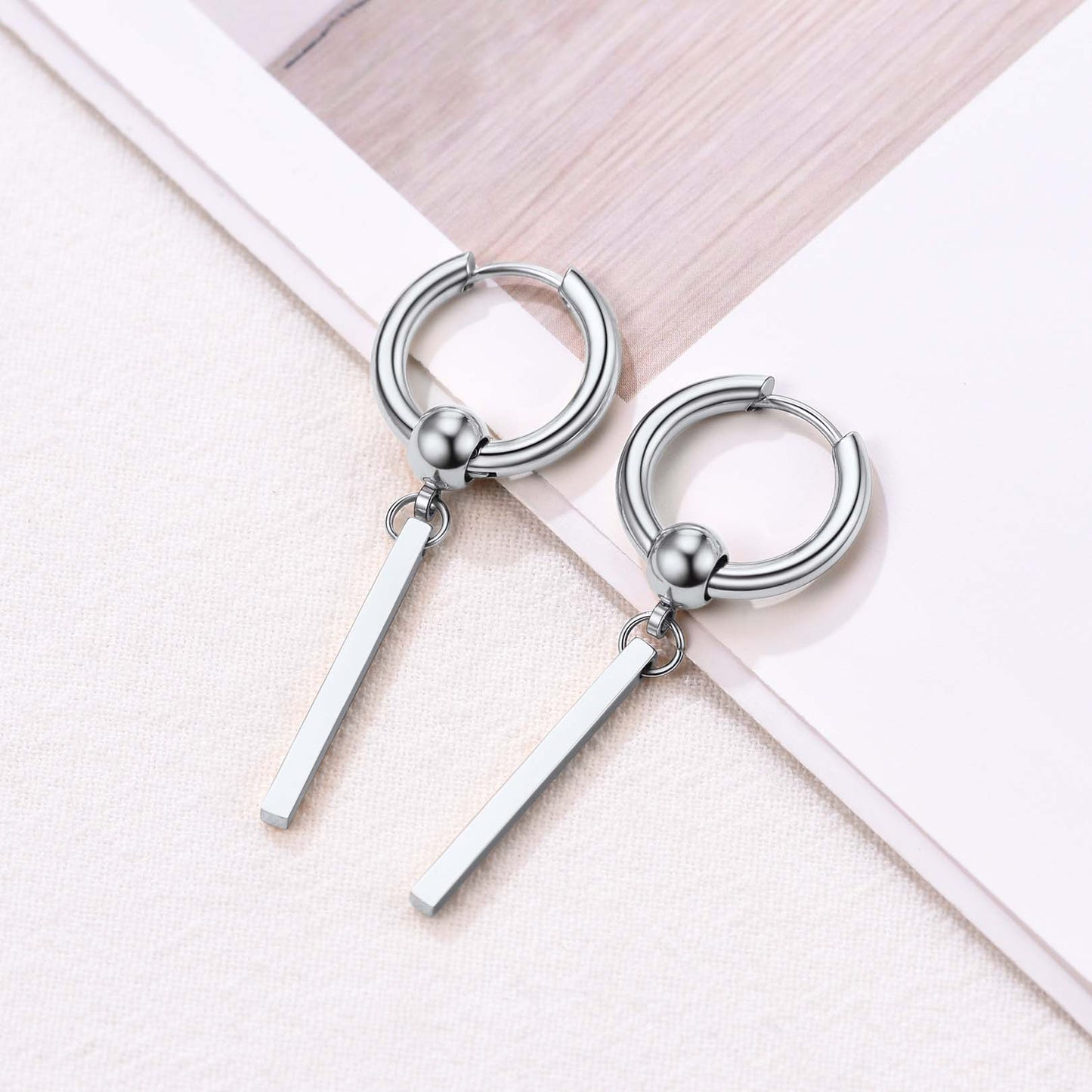 Punk Fashion Long Bar Drop Earrings for Men Women