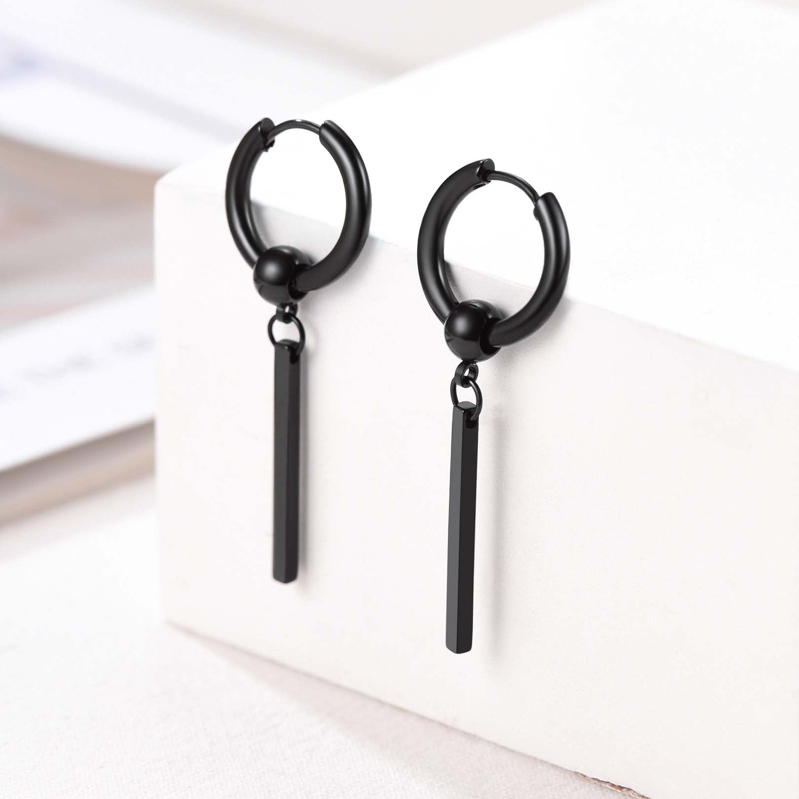 Punk Fashion Long Bar Drop Earrings for Men Women