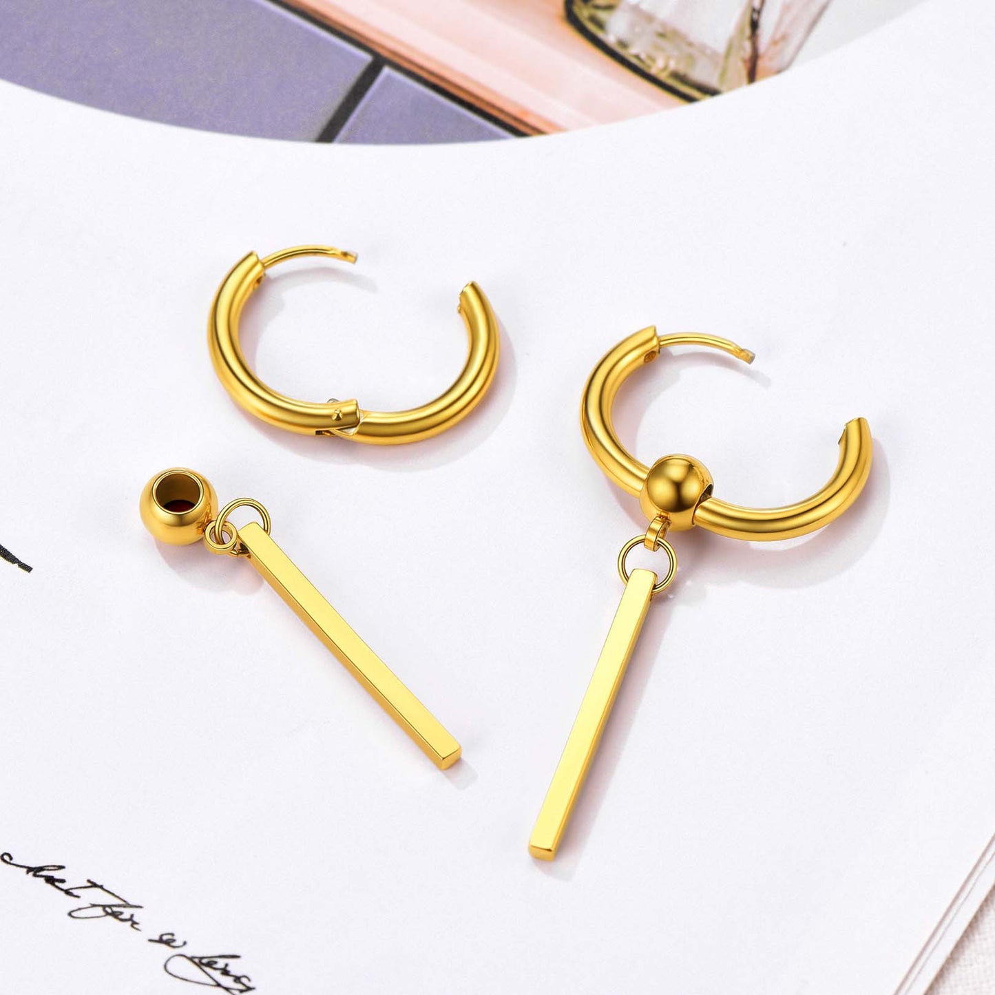 Punk Fashion Long Bar Drop Earrings for Men Women