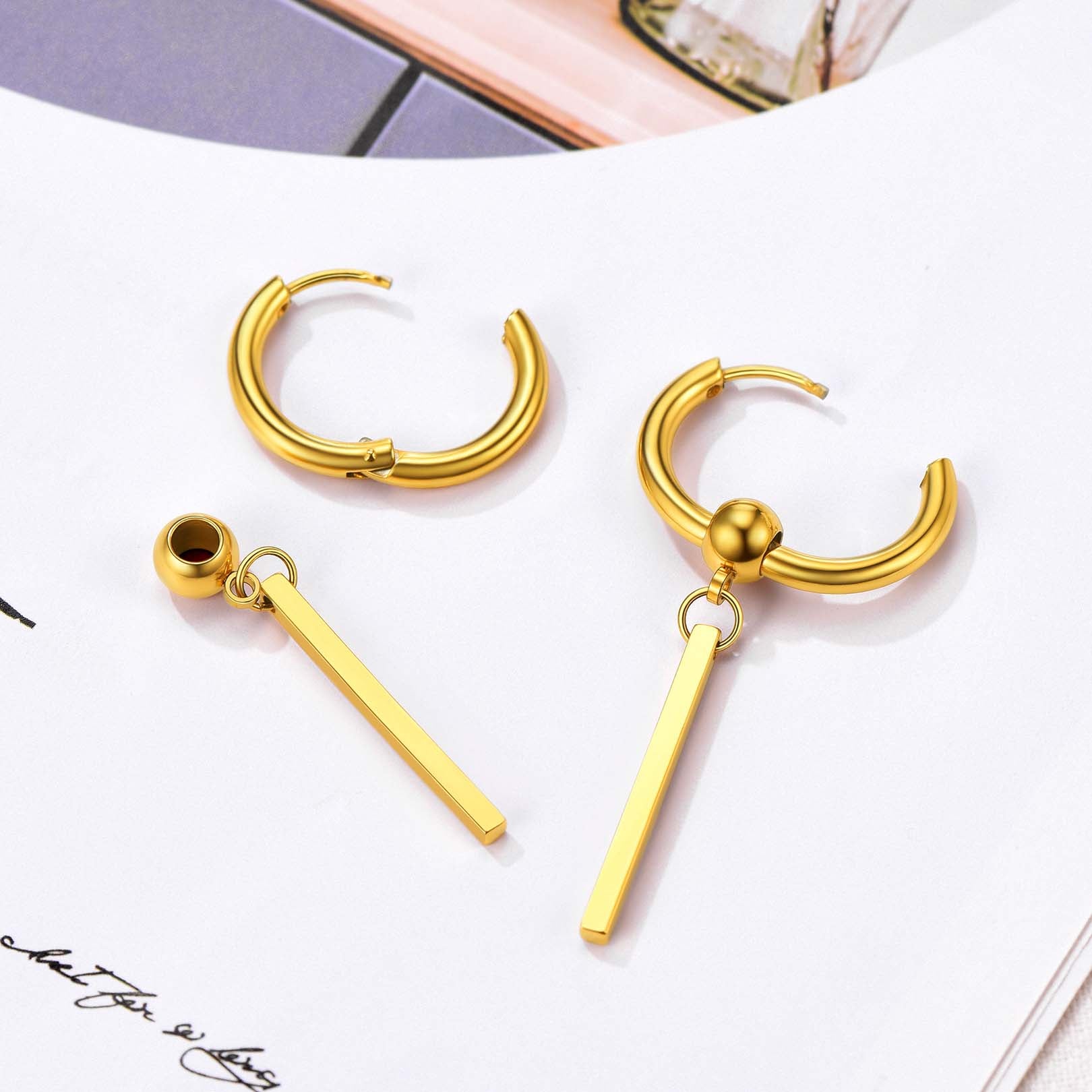 Punk Fashion Long Bar Drop Earrings for Men Women