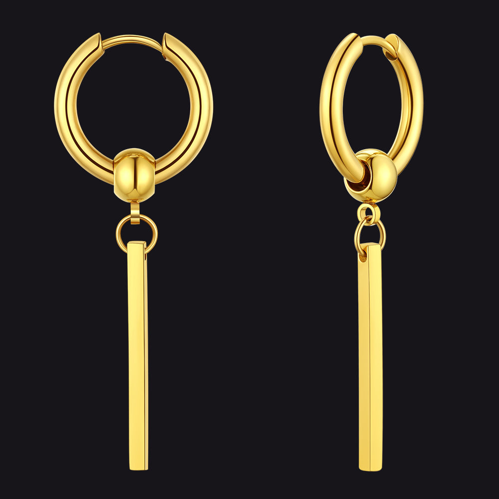 Punk Fashion Long Bar Drop Earrings for Men Women