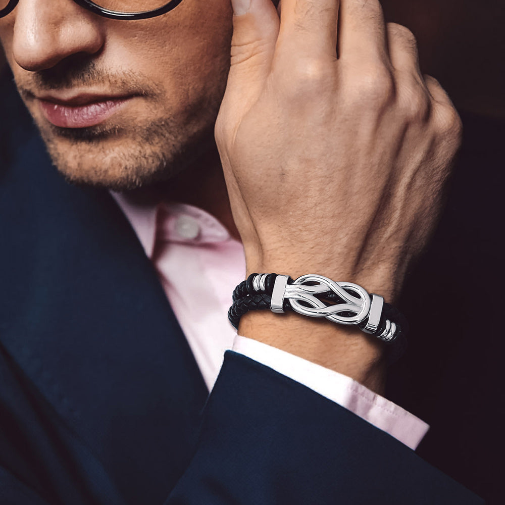 Infinity Love Knot Leather Bracelet Gift For Dad Men