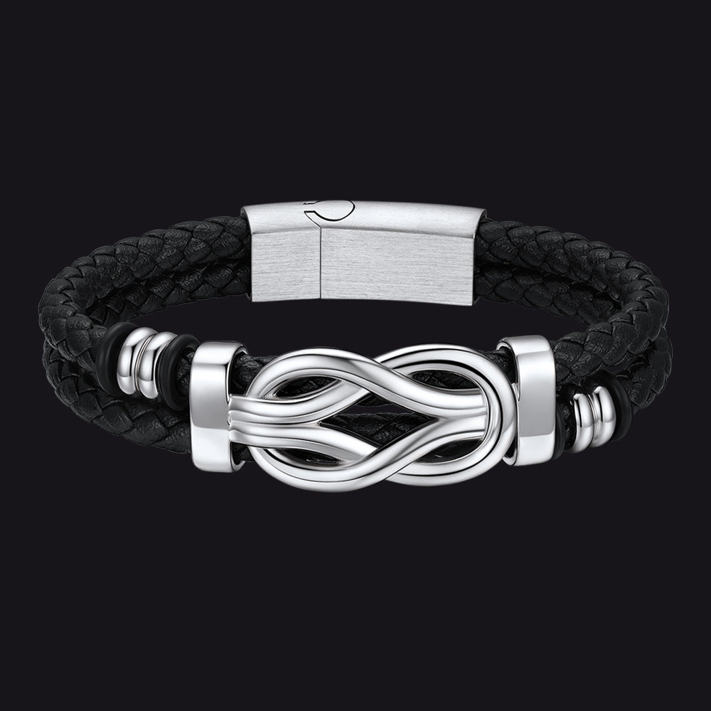 Infinity Love Knot Leather Bracelet Gift For Dad Men