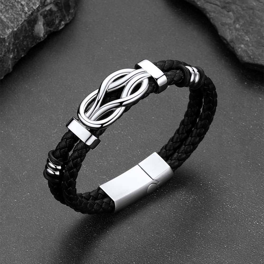Infinity Love Knot Leather Bracelet Gift For Dad Men