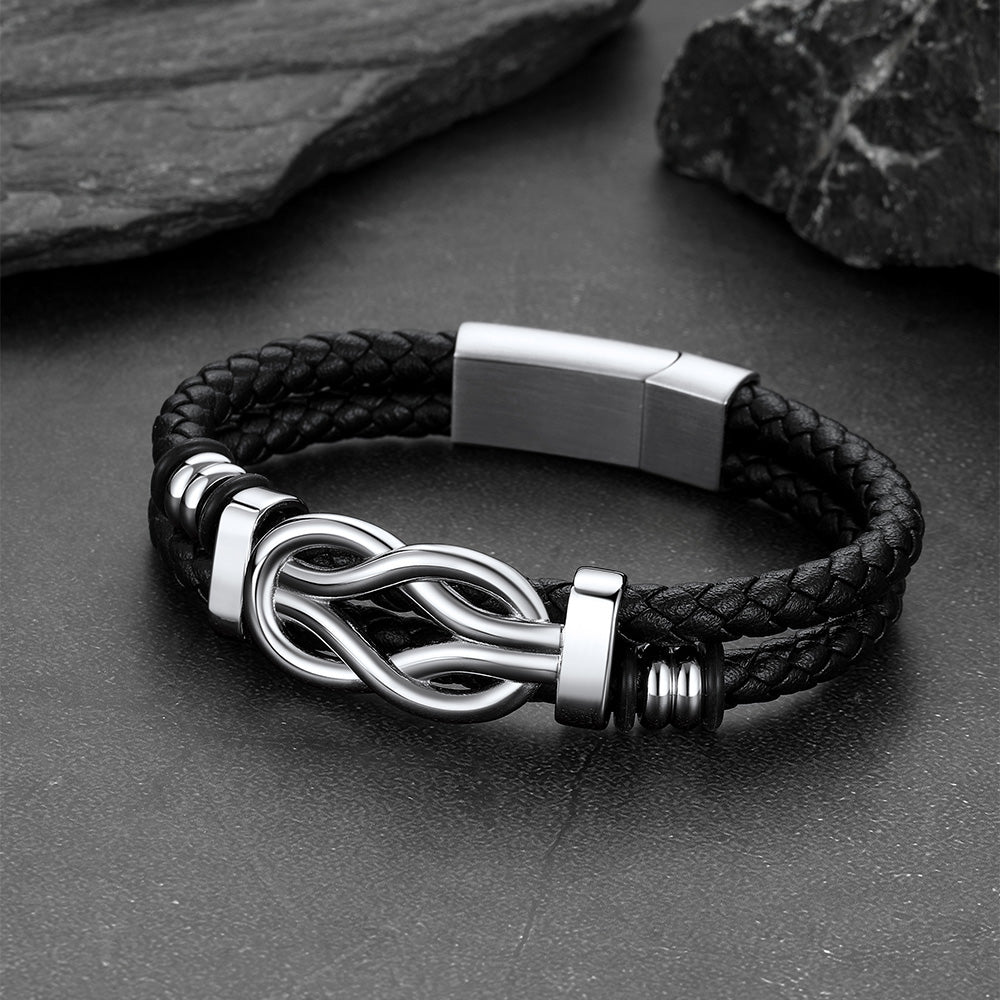 Infinity Love Knot Leather Bracelet Gift For Dad Men