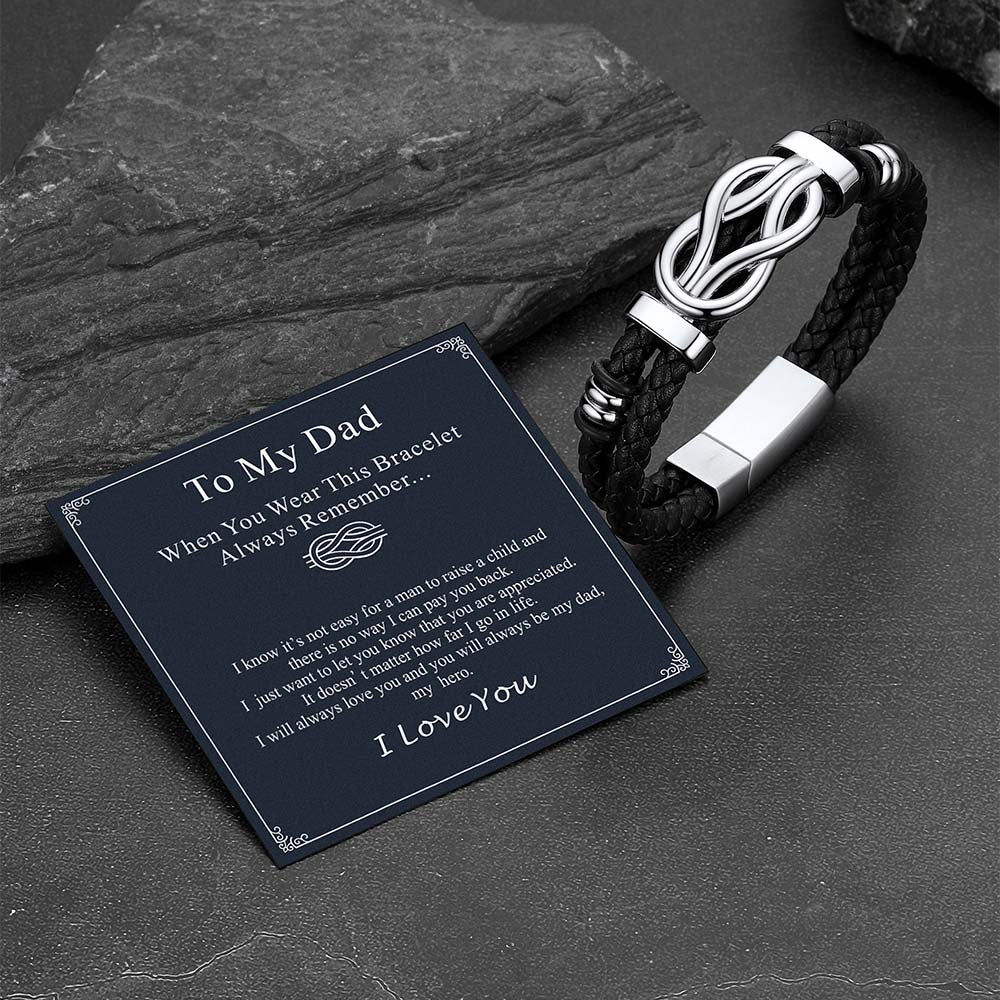 Infinity Love Knot Leather Bracelet Gift For Dad Men