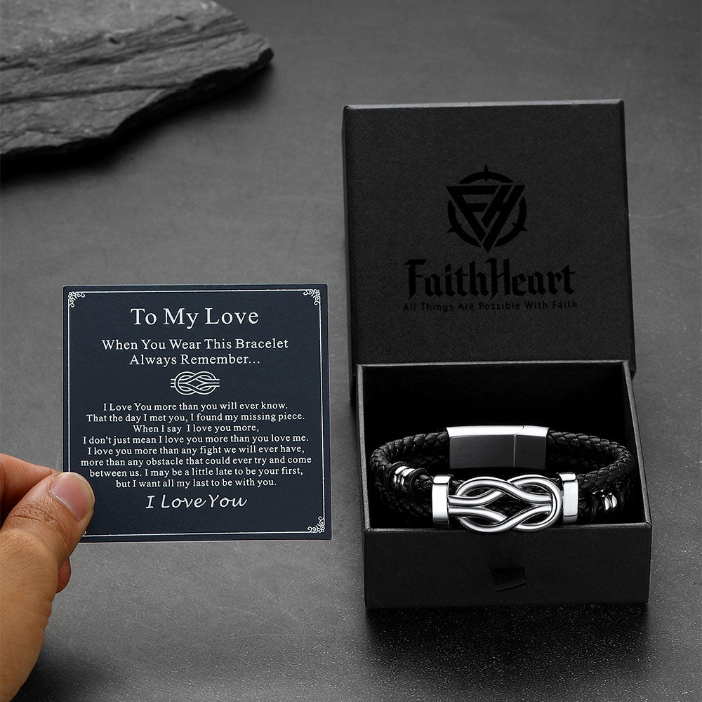 Infinity Love Knot Leather Bracelet Gift For Dad Men