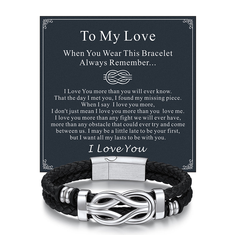 Infinity Love Knot Leather Bracelet Gift For Dad Men