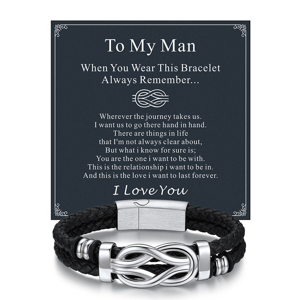 Infinity Love Knot Leather Bracelet Gift For Dad Men
