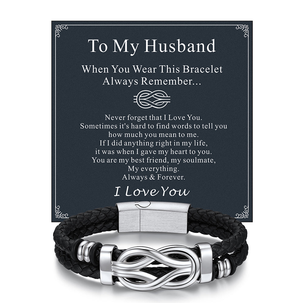 Infinity Love Knot Leather Bracelet Gift For Dad Men