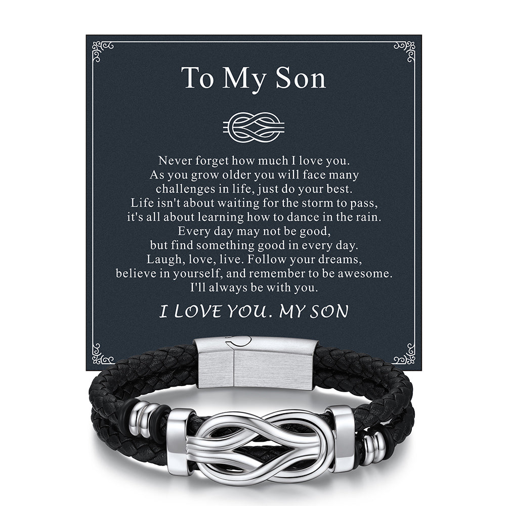 Infinity Love Knot Leather Bracelet Gift For Dad Men