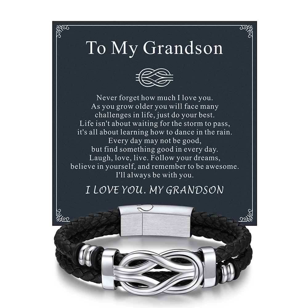 Infinity Love Knot Leather Bracelet Gift For Dad Men