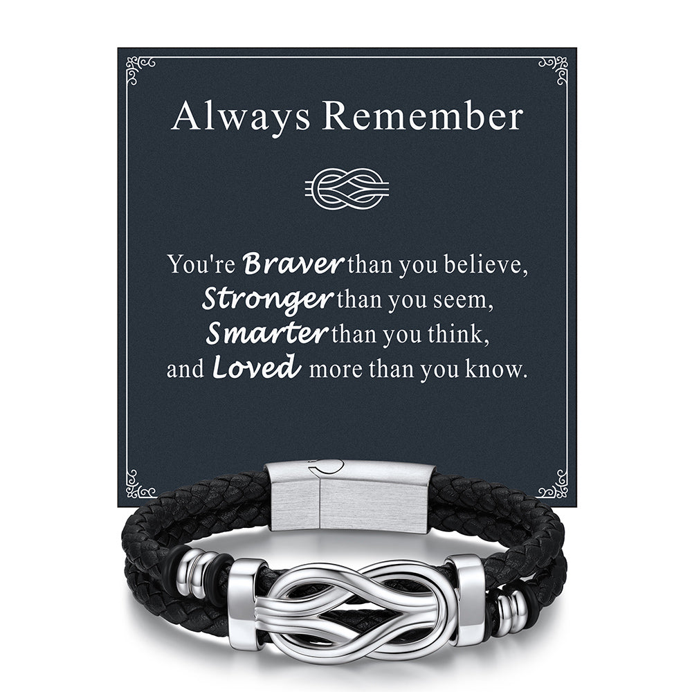 Infinity Love Knot Leather Bracelet Gift For Dad Men