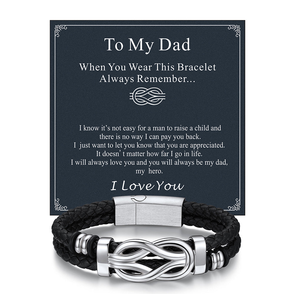 Infinity Love Knot Leather Bracelet Gift For Dad Men