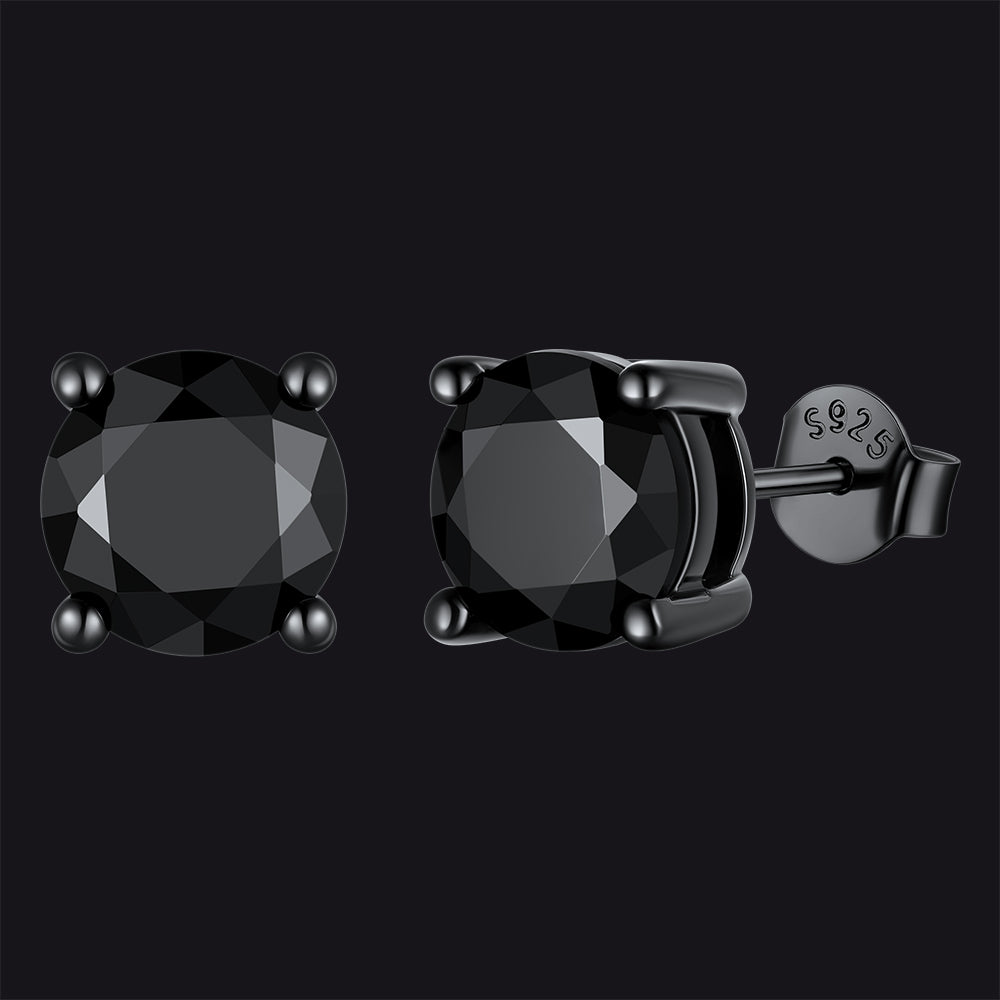 Premium sterling silver black CZ earrings for men and women